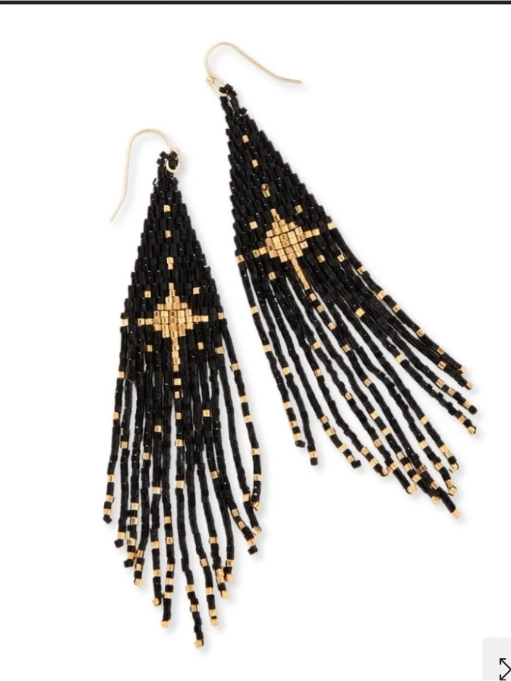 Bitty Bead 18kt Gold Plated Earwire- Starry Night- Beaded Drop Earrings NWOB